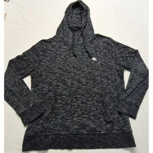 Express men's heather black front pocket hooded long sleeve shirt drawstring Lg.